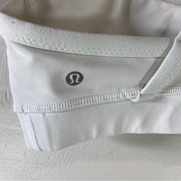 Lululemon white sports bra power Y tank top mesh yoga gym workout XS sz4 - Picture 3 of 7